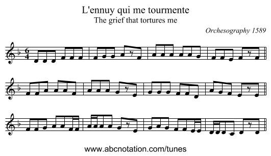 L'ennuy qui me tourmente - staff notation