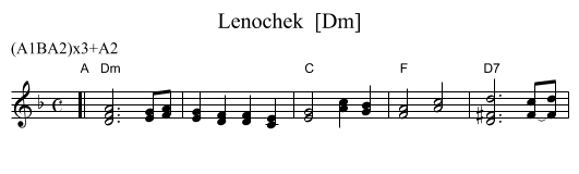 Lenochek  [Dm] - staff notation