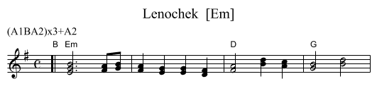 Lenochek  [Em] - staff notation