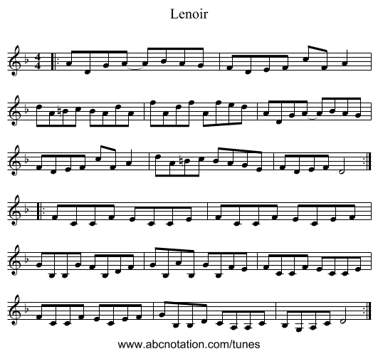 Lenoir - staff notation