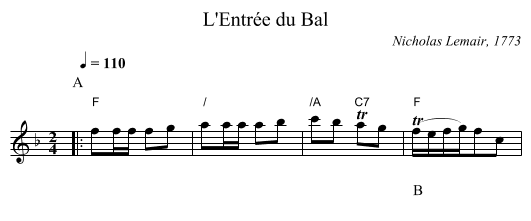L'Entr&eacute;e du Bal - staff notation