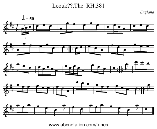 Leouk??,The. RH.381 - staff notation