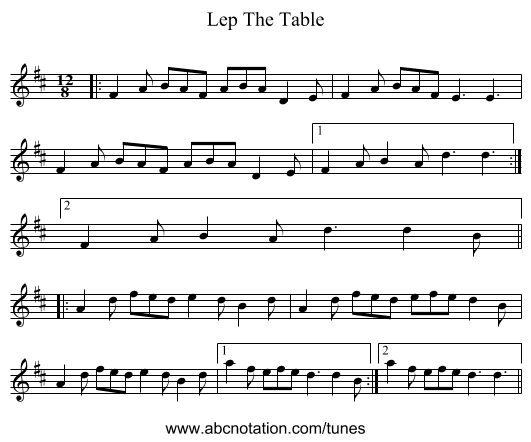 Lep The Table - staff notation