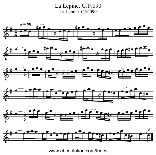 Lepine. CJF.090, La - staff notation