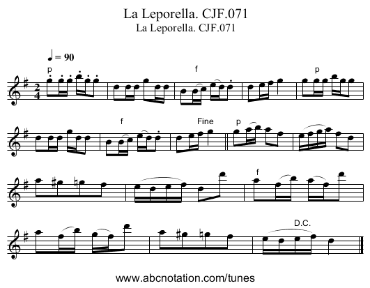 Leporella. CJF.071, La - staff notation