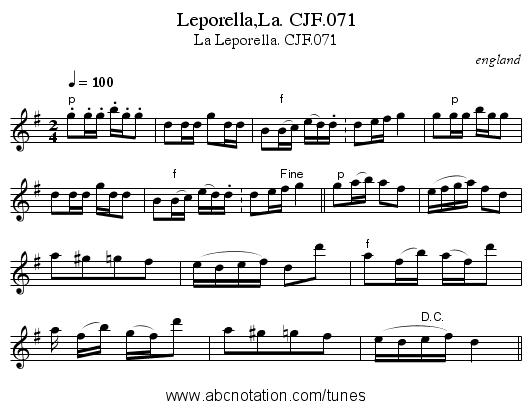 Leporella,La. CJF.071 - staff notation