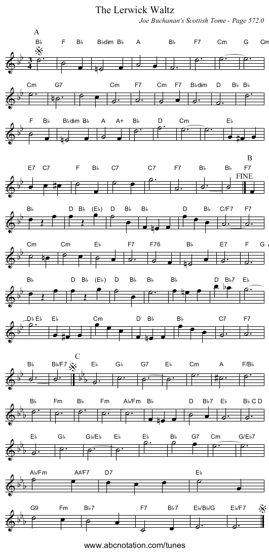 Lerwick Waltz, The - staff notation