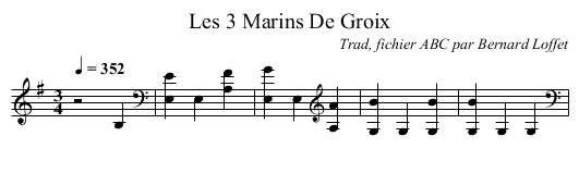 Les 3 Marins De Groix - staff notation