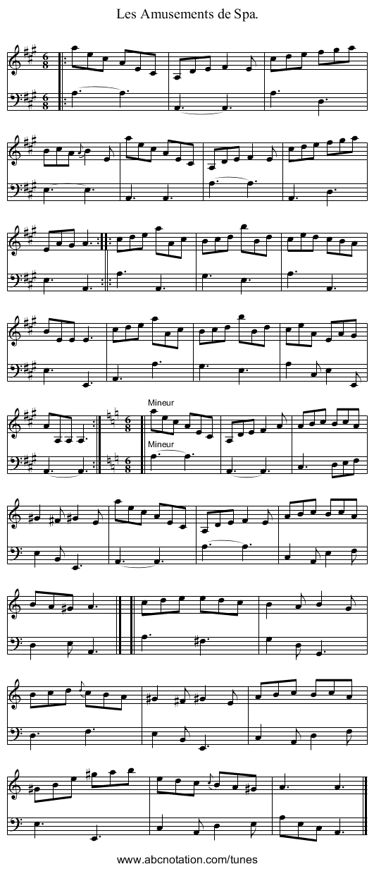 Les Amusements de Spa. - staff notation