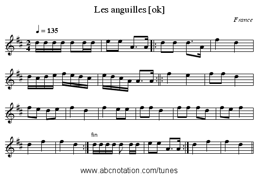 Les anguilles [ok] - staff notation