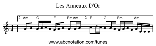 Les Anneaux D'Or - staff notation