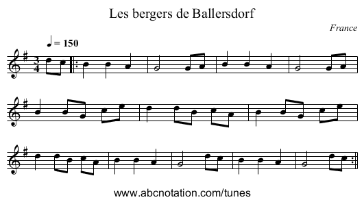 Les bergers de Ballersdorf - staff notation