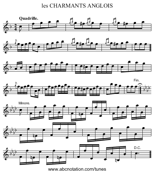 les CHARMANTS ANGLOIS - staff notation