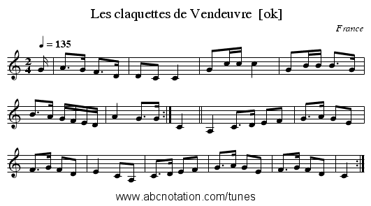 Les claquettes de Vendeuvre  [ok] - staff notation