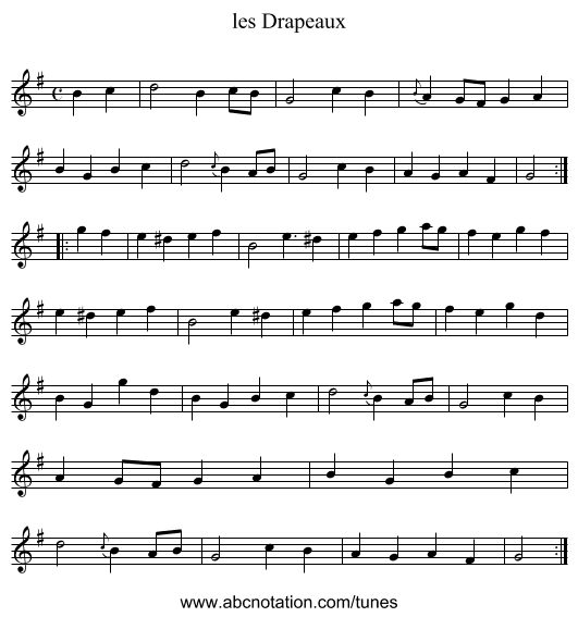 les Drapeaux - staff notation