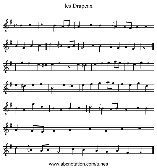 les Drapeax - staff notation