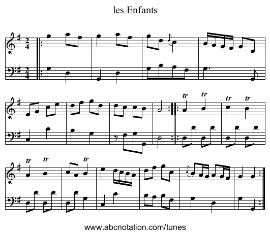 les Enfants - staff notation