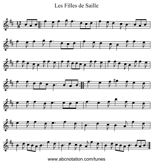 Les Filles de Saille - staff notation