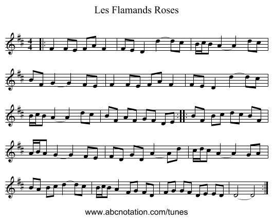 Les Flamands Roses - staff notation