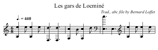 Les gars de Locminé - staff notation