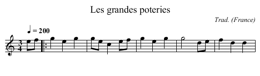 Les grandes poteries - staff notation