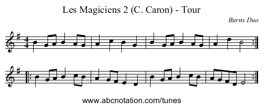 Les Magiciens 2 (C. Caron) - Tour - staff notation