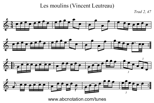 Les moulins (Vincent Leutreau) - staff notation