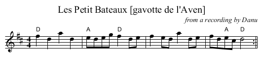Les Petit Bateaux [gavotte de l'Aven] - staff notation