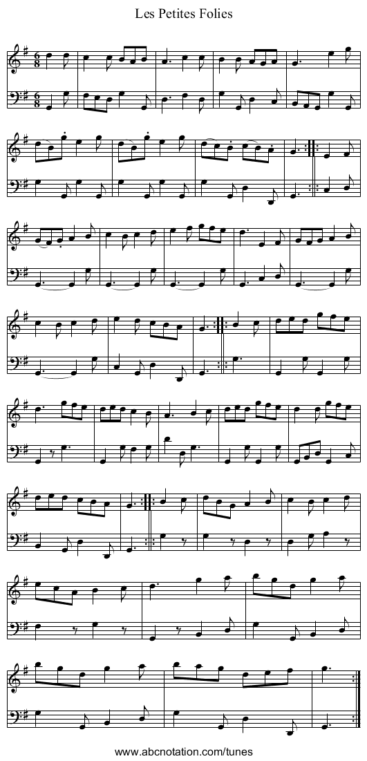 Les Petites Folies - staff notation