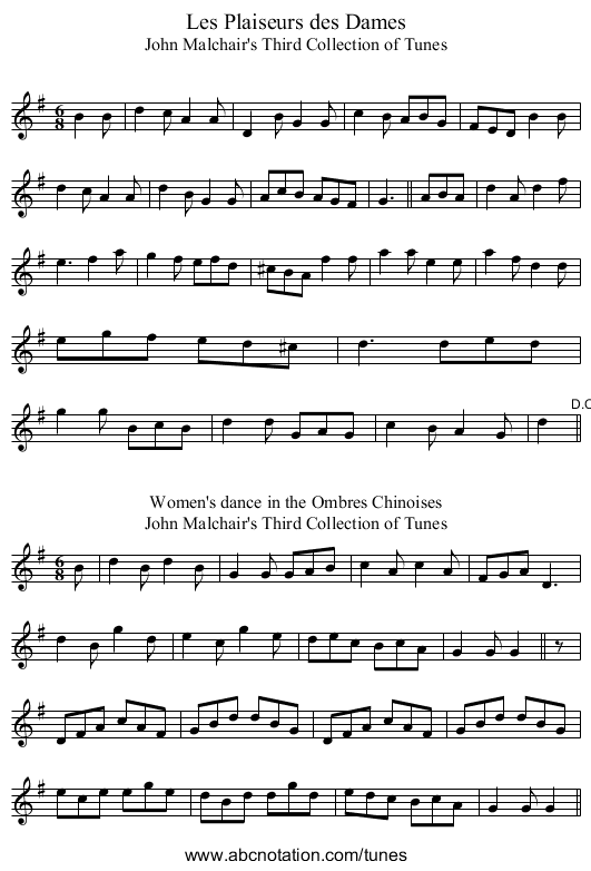 Les Plaiseurs des Dames - staff notation