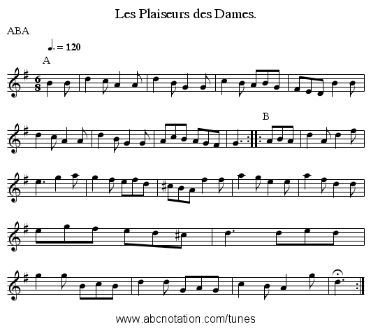 Les Plaiseurs des Dames. - staff notation