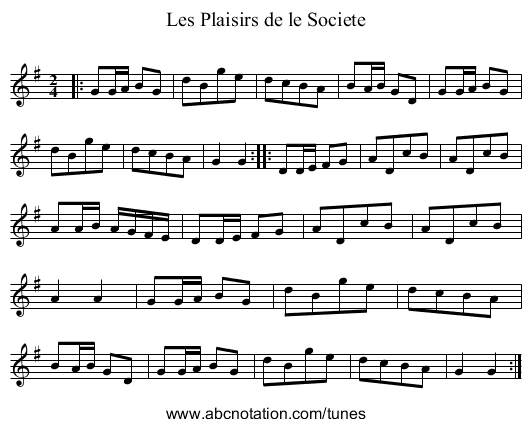 Les Plaisirs de le Societe - staff notation