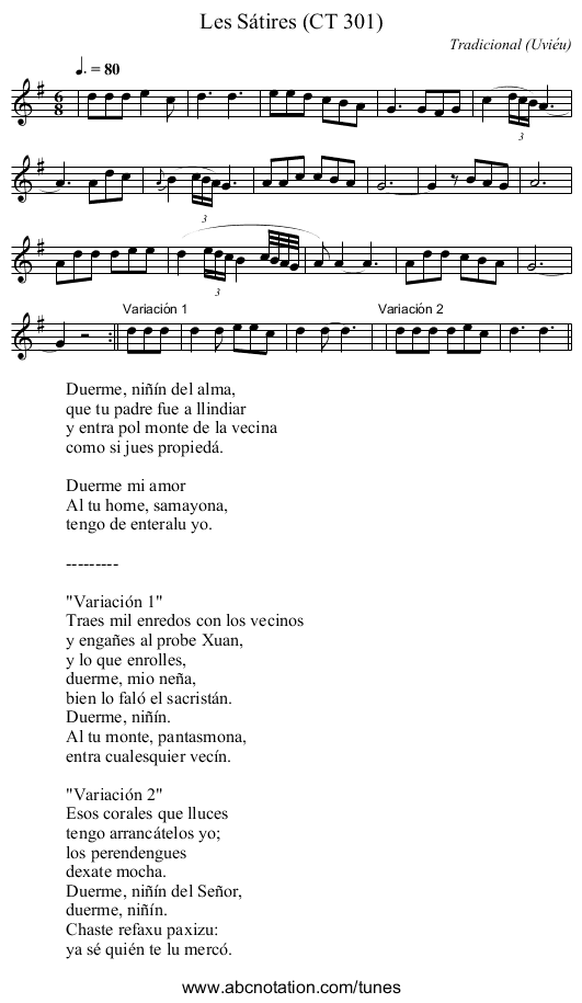 Les Sátires (CT 301) - staff notation