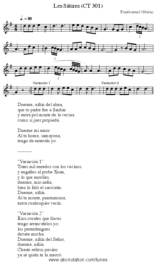 Les Sátires (CT 301) - staff notation