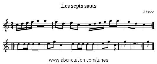 Les septs sauts - staff notation