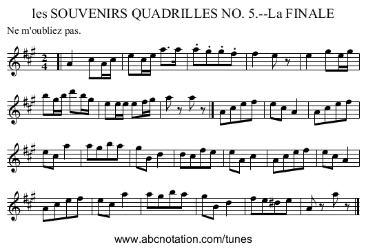 les SOUVENIRS QUADRILLES NO. 5.--La FINALE - staff notation