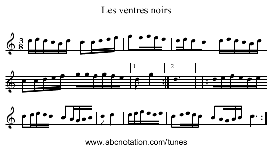 Les ventres noirs - staff notation