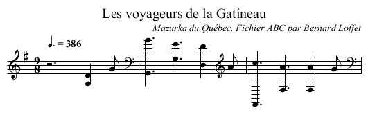 Les voyageurs de la Gatineau - staff notation