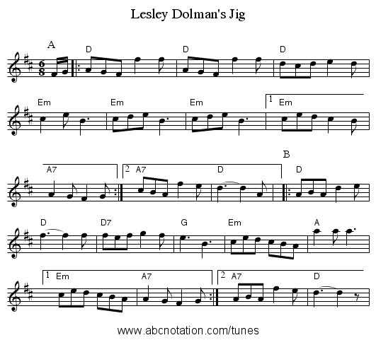 Lesley Dolman's Jig - staff notation