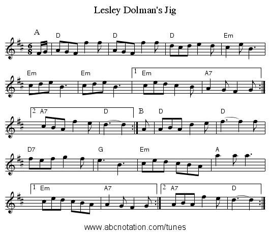 Lesley Dolman's Jig - staff notation