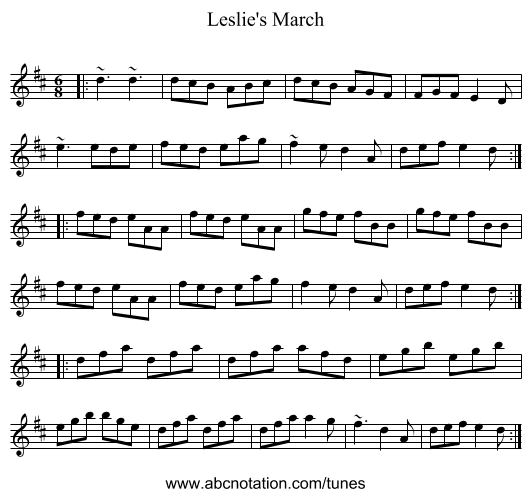 Leslie's March - staff notation