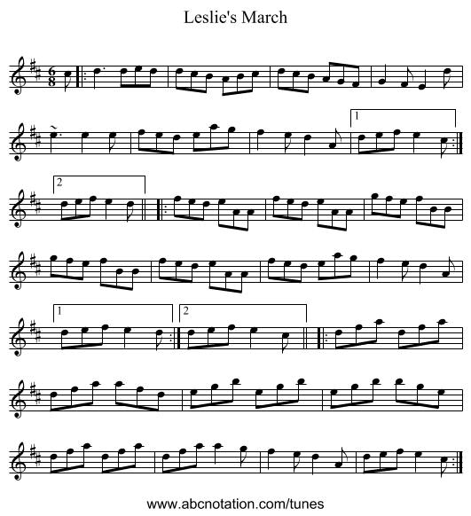 Leslie's March - staff notation