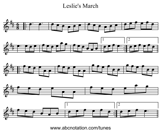 Leslie's March - staff notation