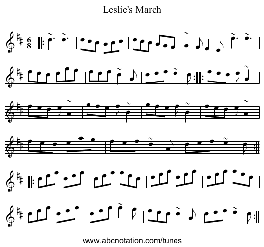 Leslie's March - staff notation
