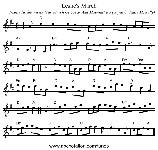 Leslie's March - staff notation