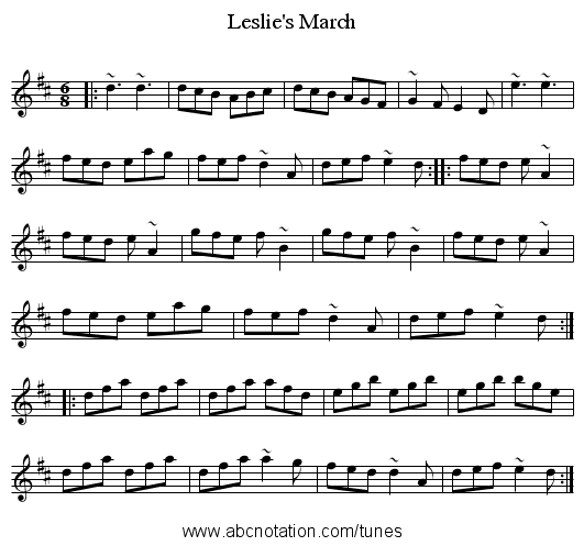 Leslie's March - staff notation