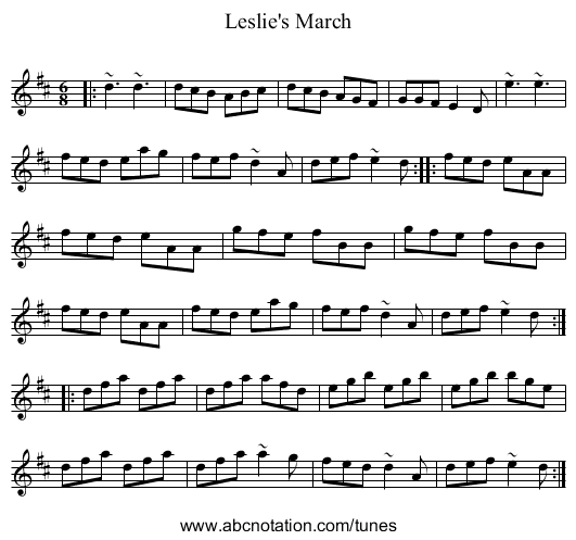 Leslie's March - staff notation