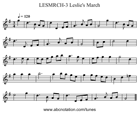 LESMRCH-3 Leslie's March - staff notation