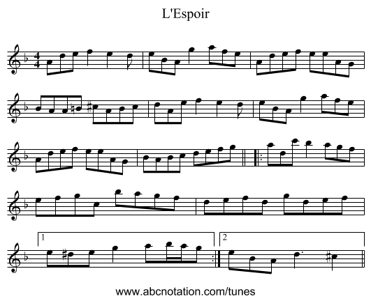 L'Espoir - staff notation