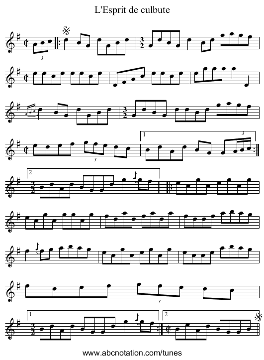 L'Esprit de culbute - staff notation